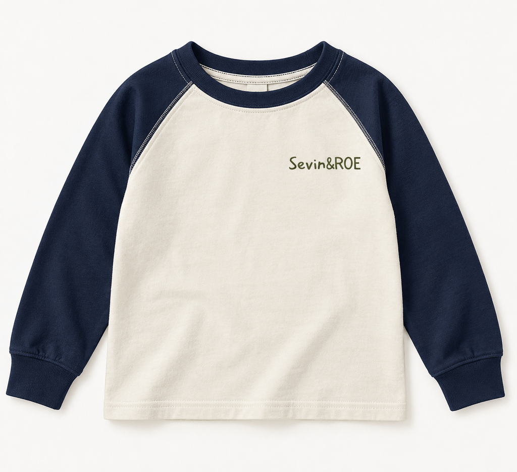 Sevin & Roe Raglan Navy Blue Long Sleeve